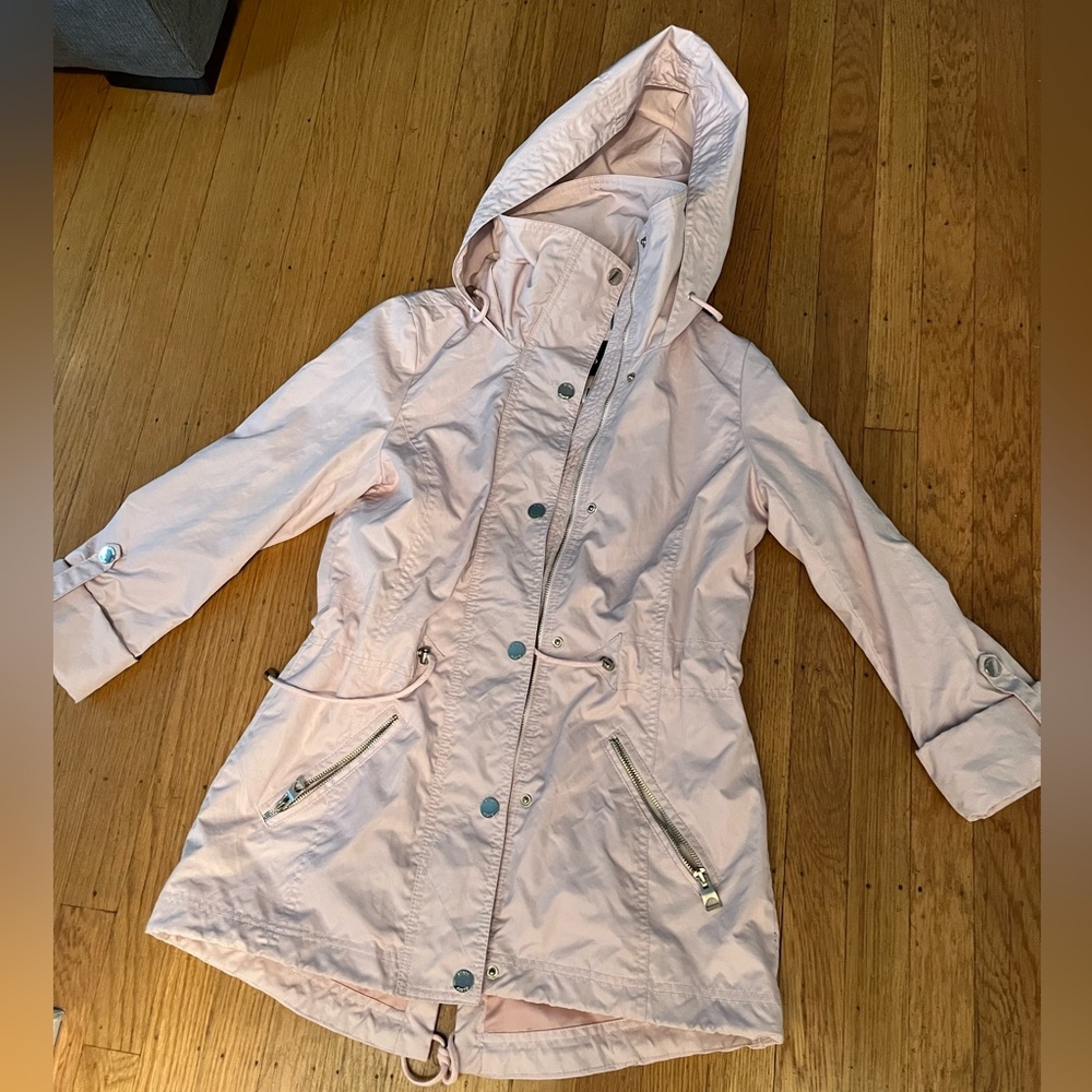 Light pink trench rain jacket